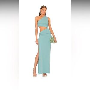Michael Costello Revolve Decker Maxi Dress Teal
